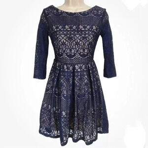 B. Darlin Navy Lace A-Line Dress | Size 11/12 Girls